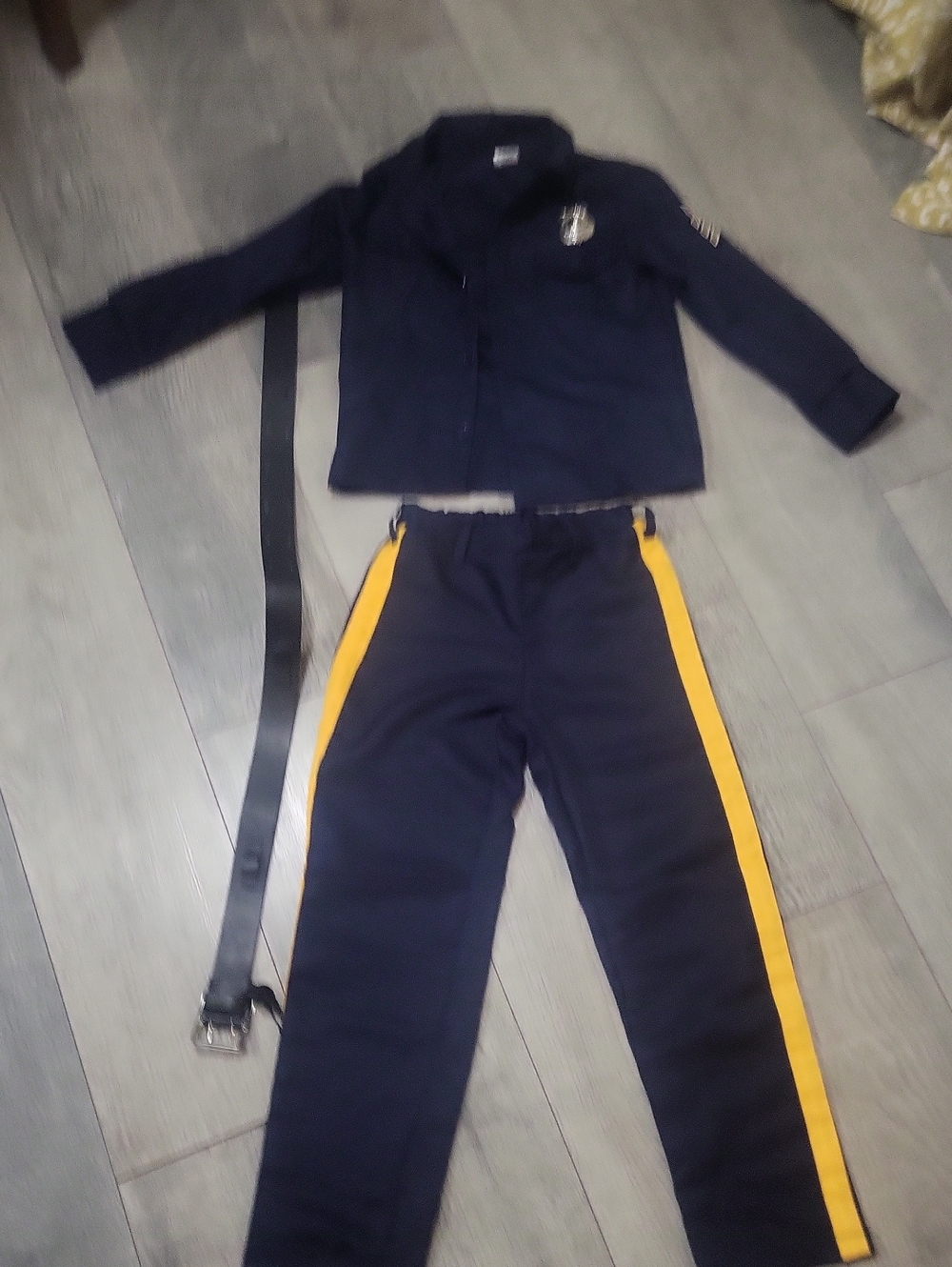 Kids Navy and Yellow Police Costume Jacket, Pants And Belt Set